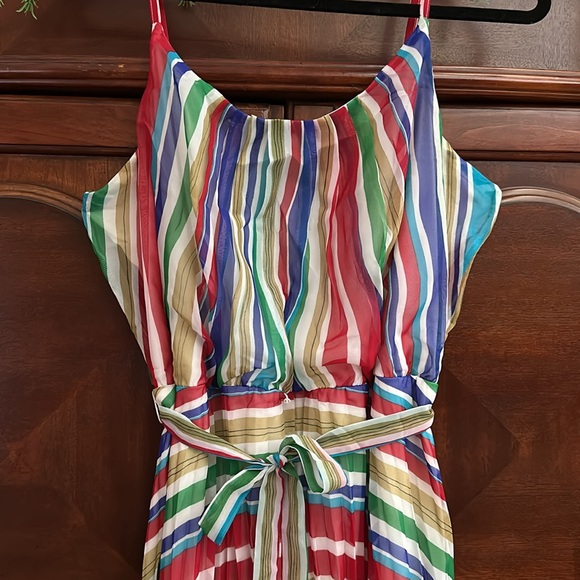 Amanda Lane Accordion Pleated Rainbow Maxi Dress - Picture 6 of 12